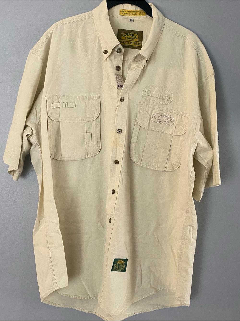 Vintage Camel Trophy Lightweight Short-Sleeve Utility Shirt — Cream